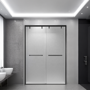 Hotel Bathroom Black Frame Shower Screen Double Slider Shower Door Stainless Steel Shower Glass Door