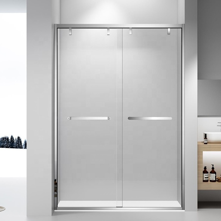 Hotel Bathroom Black Frame Shower Screen Double Slider Shower Door Stainless Steel Shower Glass Door