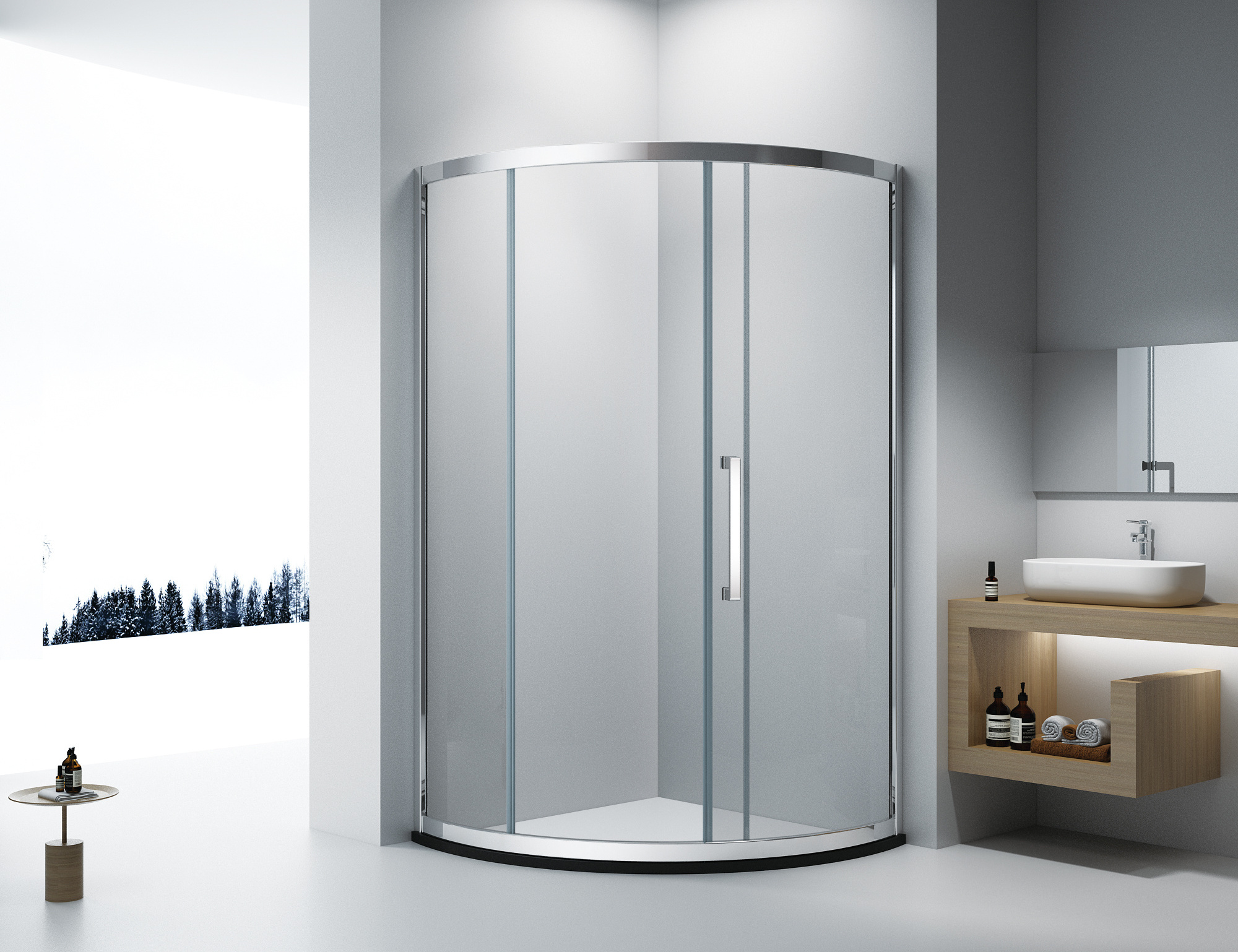 Bathroom Arc Shower Room Aluminum Frame Sliding Shower Door Tempered Clear Glass Shower Enclosure