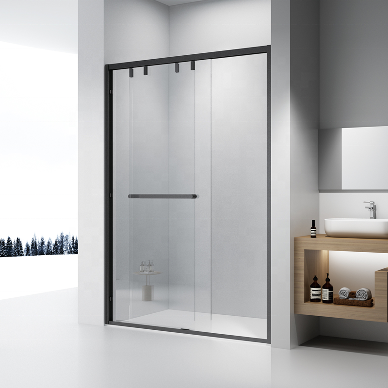 Hotel Bathroom Black Frame Shower Screen Double Slider Shower Door Stainless Steel Shower Glass Door