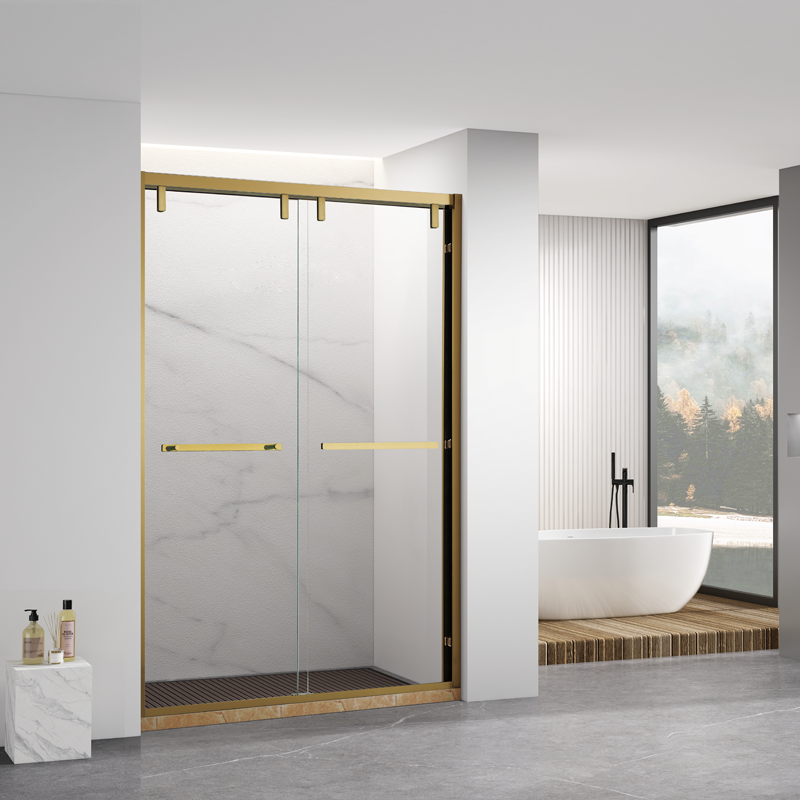 Modern Hotel Gold Accessories Glass Shower Door Bathroom Corner Shower Glass Sliding Door