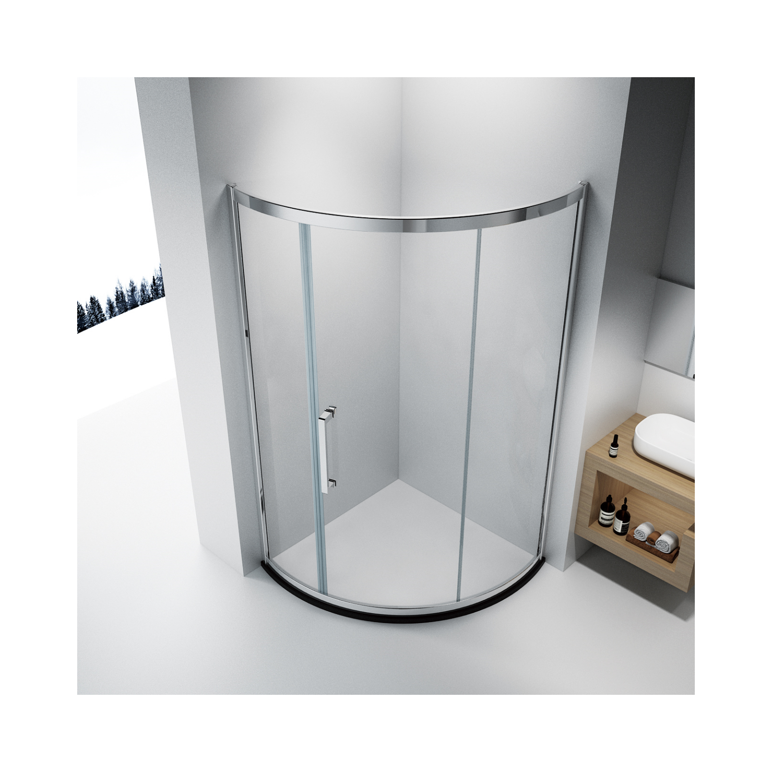 Bathroom Arc Shower Room Aluminum Frame Sliding Shower Door Tempered Clear Glass Shower Enclosure