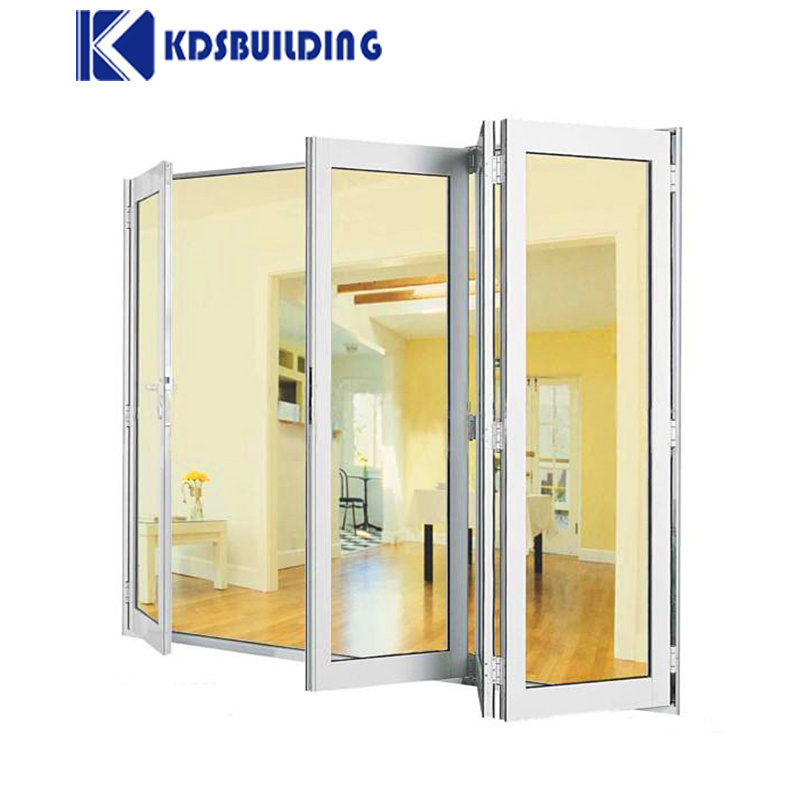 KDSBuilding Thermal Brake Aluminum White Patio Double Low E Glass Acrylic Sliding Folding Doors