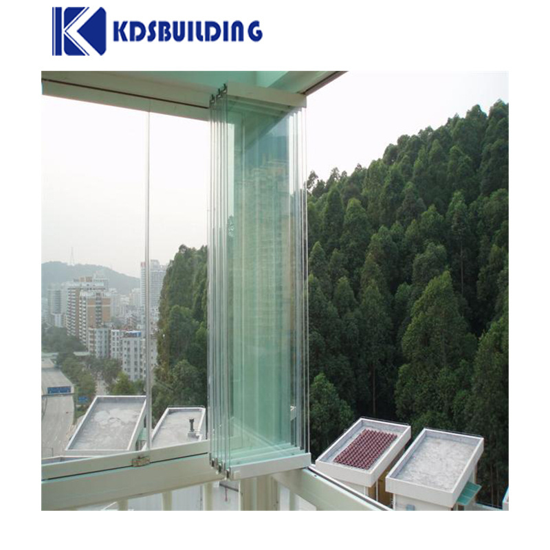 Modern Balcony Frameless Aluminum Horizontal Bi Folding Glass Windows