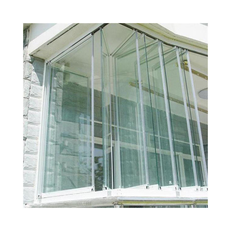 Modern Balcony Frameless Aluminum Horizontal Bi Folding Glass Windows