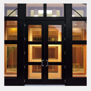 Commercial aluminum exterior storefront main entry store entrance front casement glass door and windows