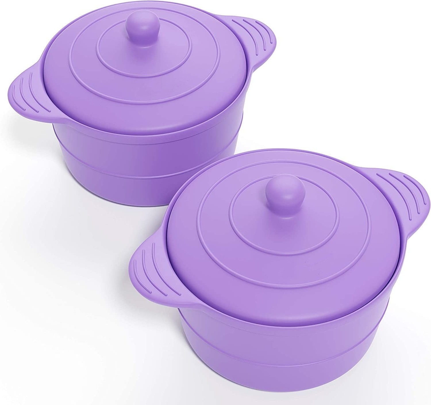 PBA free Food Grade Silicone Ramekin Mini Round Individual Serving Pot with Lid Steamer Cooker