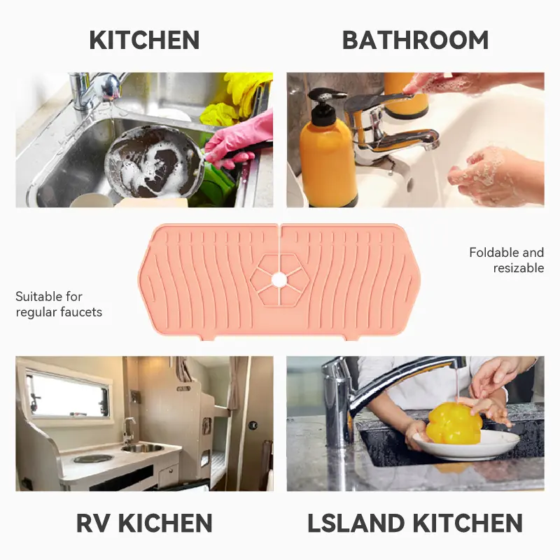 New Design Splash Guard Catcher Kitchen Absorbent Silicone Faucet Drain Pad Silicone Sink Faucet Mat