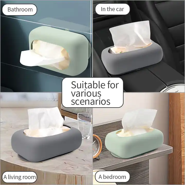 Silicone Tissue Multi-purpose Box, Suction Cup Napkin Holder Dispenser Box For Bathroom Home Office Storage Box Wall