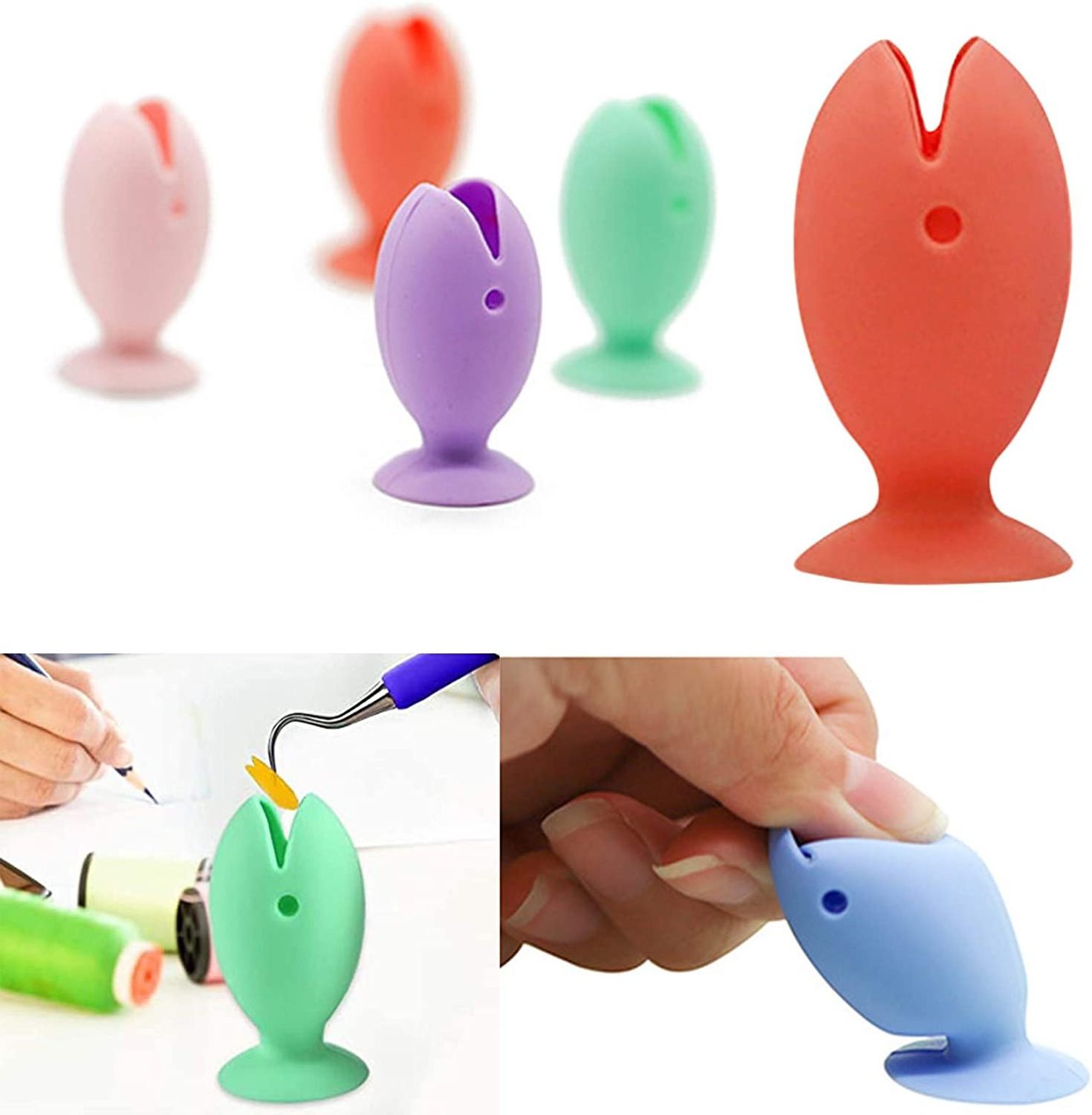 Pen Desktop Storage Decoration tool Makeup Brush Cute Bathroom Mini Silicone Fish Toothbrush Holder