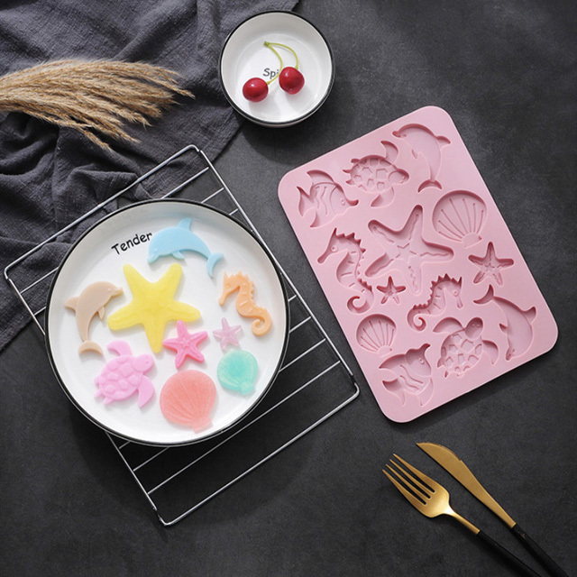 Marine series Silicone Fondant Chocolate Mold For Cake Decoration