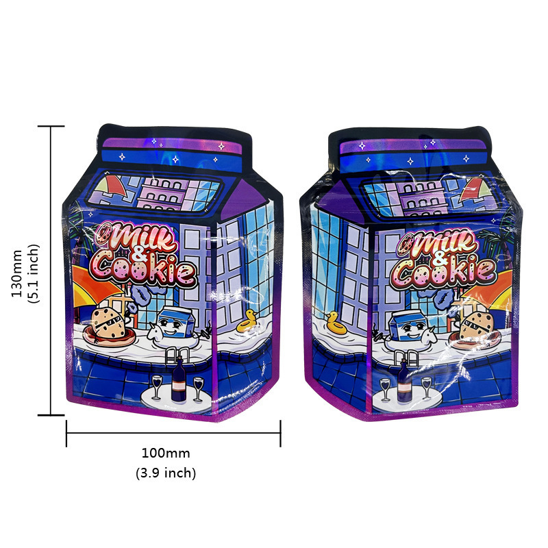 2024 New Design Holographic Die Cut Special Shape Resealable Zipper Smell Proof Money Mylar Bag 3.5 g