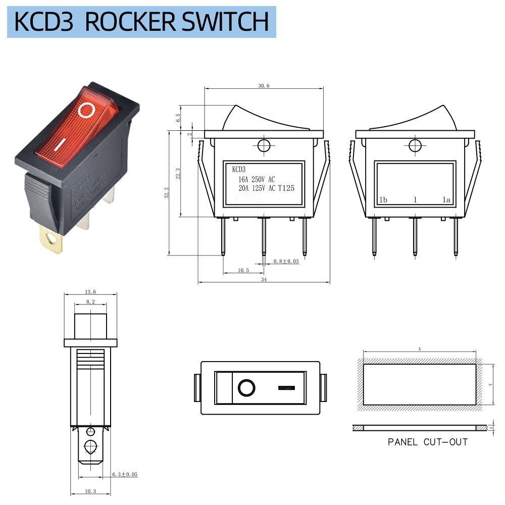 KCD3 SPST  button Rocker Switch with led 3 way cqc kcd3 r11 rocker switch t125 55 16a 250v 1e4 20a 250v 3 pin rocker switch