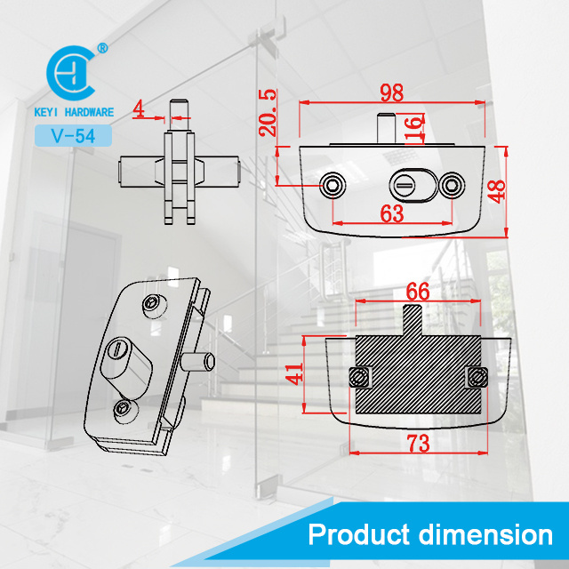 Tempered glass swing door accessories bottom and top corner center patch fitting for glass door clamp