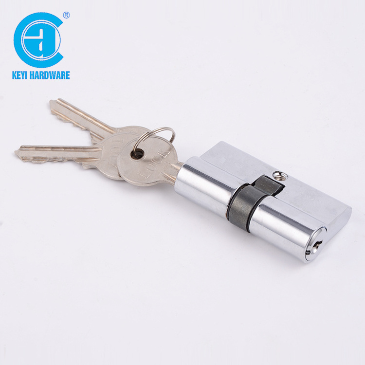 Safe Lock Cylinder KEYI C1 Hot Sale Double Sides Opening Zinc/brass Silver Customized Door Cylinder 3 Iron/brass Keys Locker