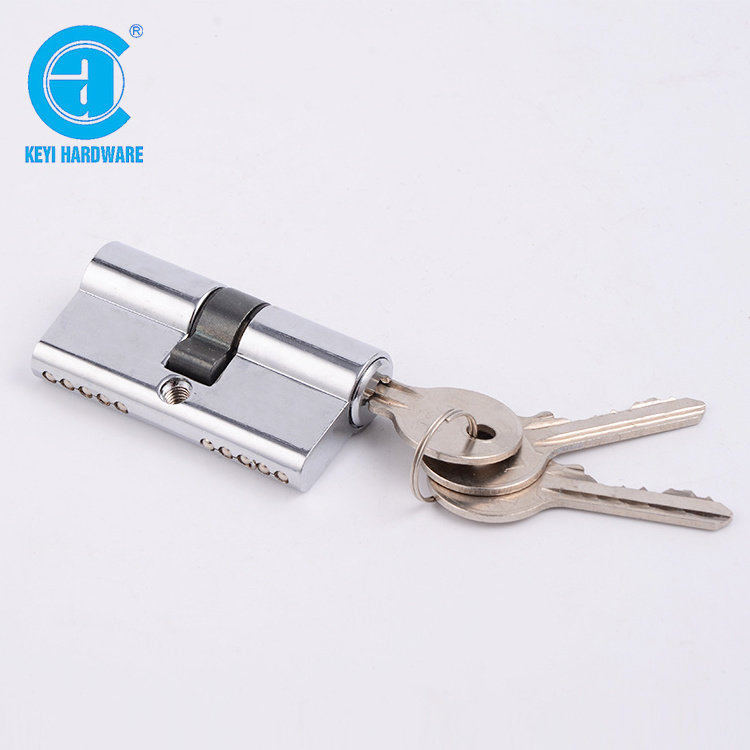 Safe Lock Cylinder KEYI C1 Hot Sale Double Sides Opening Zinc/brass Silver Customized Door Cylinder 3 Iron/brass Keys Locker