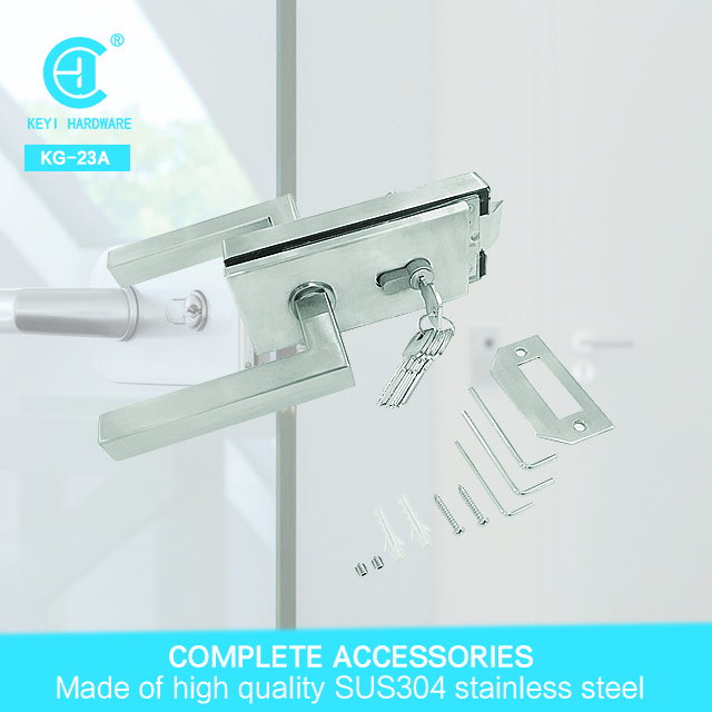 KG-23 New Design Luxury Entrance Commercial Stainless Steel Double Open Swing Glass Door Lock