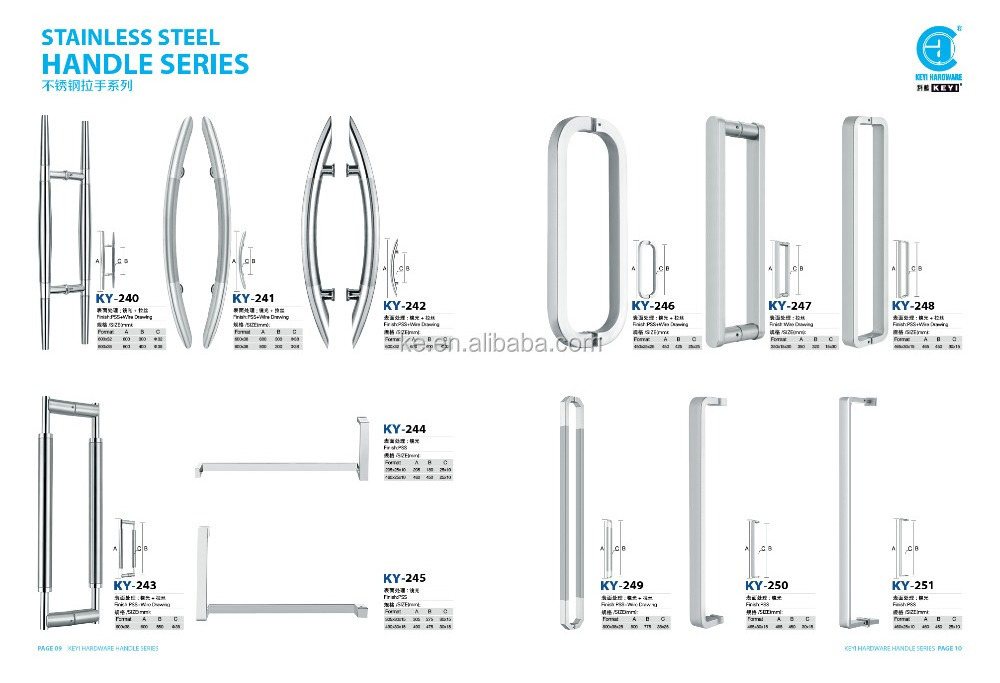 Modern customizable door handle shower room stainless steel pull door handle for glass door