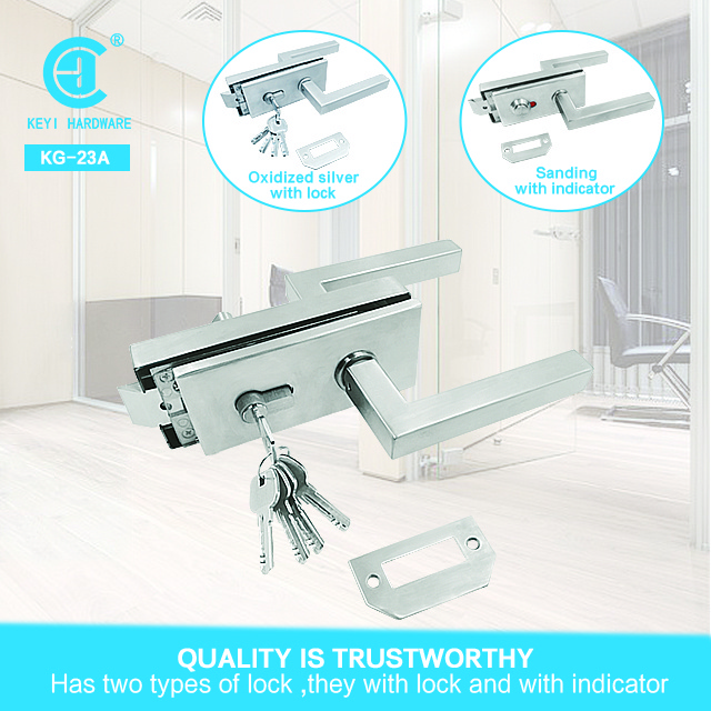 KG-23 New Design Luxury Entrance Commercial Stainless Steel Double Open Swing Glass Door Lock