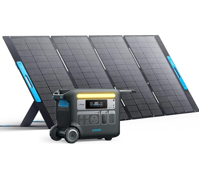 Ankers SOLIX F2000 Solar Generator, 2048Wh Portable Power Station with LiFePO4 Batteries 1x 400W Solar Panel GaNPrime Technology