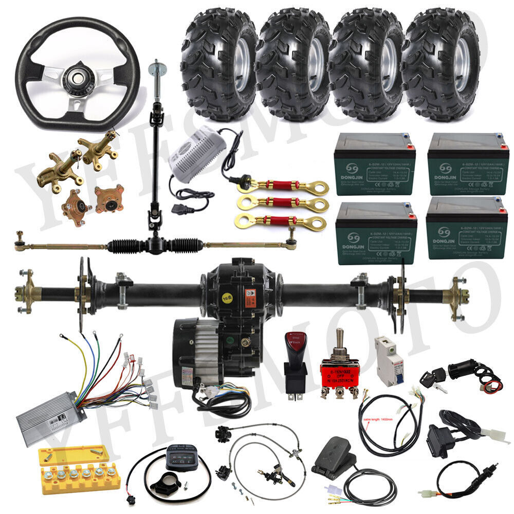 ORIGINAL QUALITY NEW Front + Rear Axle Kits 1000W 1500W Differential Motor for Mower ATV Quad Go Kart