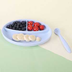 Bpa Free Baby Bowl Plate Silicon Baby Spoon Bowl Plates Gift Set Non Slip Silicone Suction Plate Design