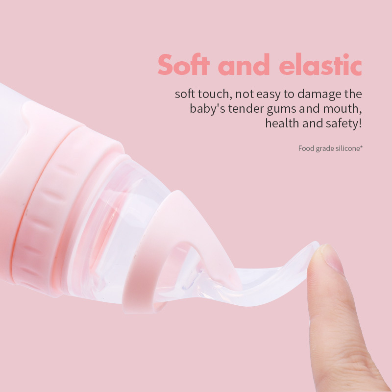 Foldable Baby Bottle Silicone Squeeze Feeding Bottles Hand Free Baby Food Pouch Spoon Food Feeder Bottle