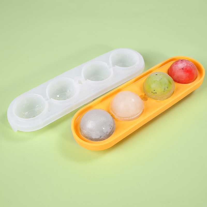 Customized High Quality Block Clear Round Ball Maker Silicone Whiskey Ice Cream Mold Ice Cube Tray With Lid