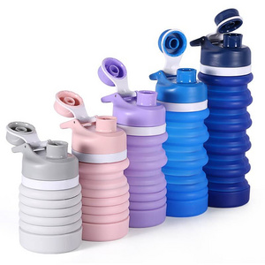 Fast Shipping Sports Bpa Free Food Grade Sports Retractable Silicone Water Bottle