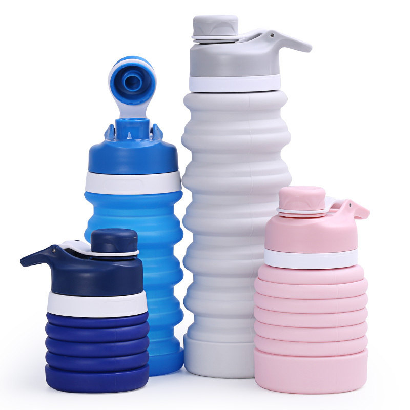 Fast Shipping Sports Bpa Free Food Grade Sports Retractable Silicone Water Bottle