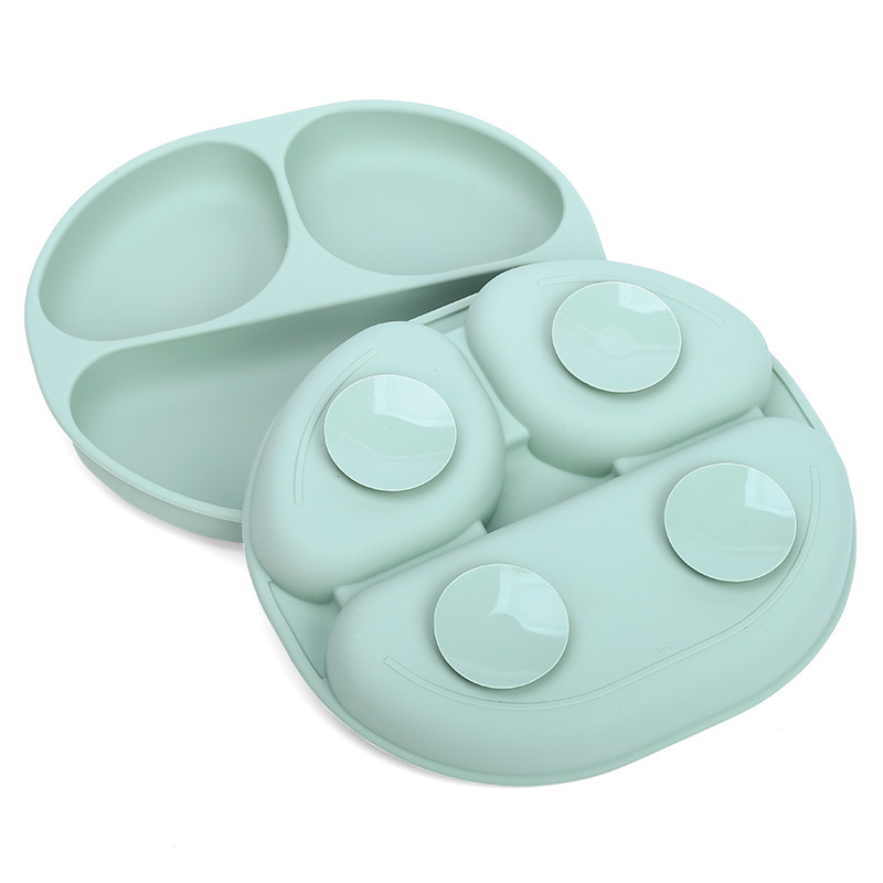 Supplies Tableware Baby Silicone Feeding Set Dinner Weaning Eating Bowl Set Divided Silicone Suction Plate Two Tone