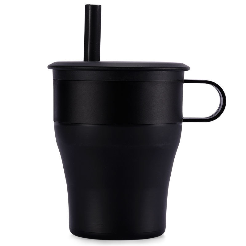 Hot Sale Reusable Foldable Silicone Coffee Mugs Silicone Cup With Silicone Straw