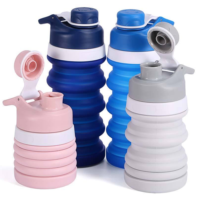 Fast Shipping Sports Bpa Free Food Grade Sports Retractable Silicone Water Bottle