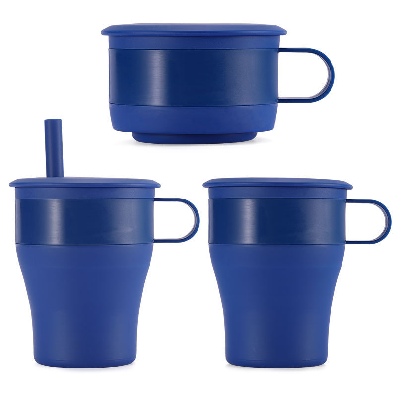 Hot Sale Reusable Foldable Silicone Coffee Mugs Silicone Cup With Silicone Straw