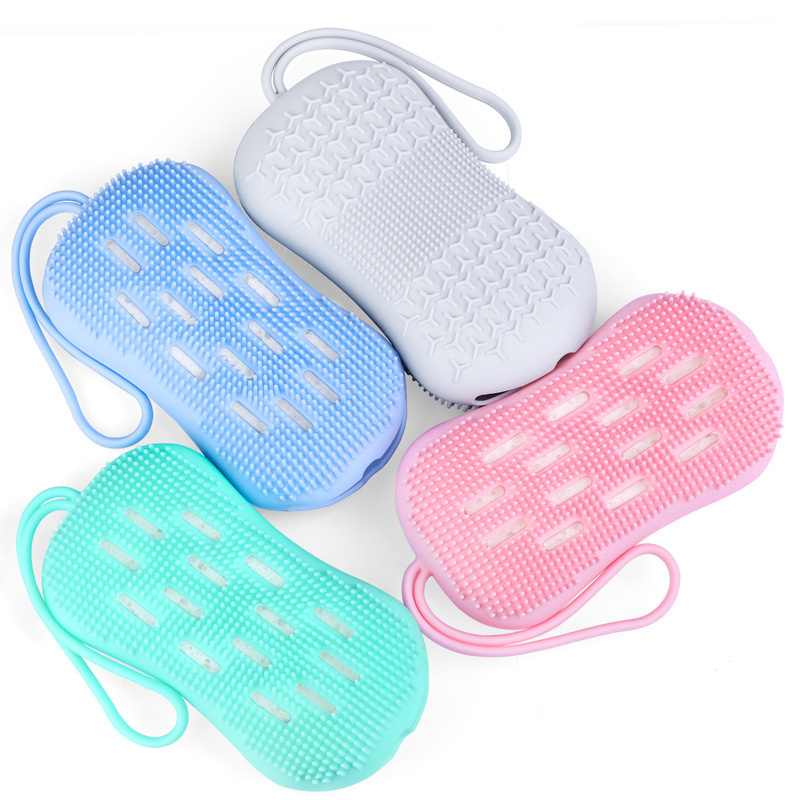 New Soft Back Body Silicone Bath Body Brush, Bath Relax Cleaning Shower Scrubber