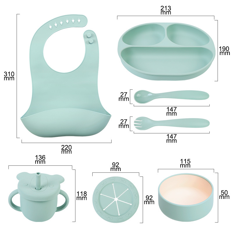 Divided Food Feeding Bowl Silicone Baby Dishes Kid Dinner Suction Baby Silicone Tableware Plate Bowl Set With Lid