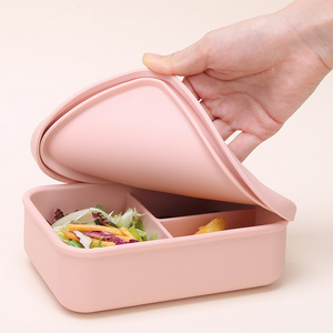 Custom Food Grade Bpa Free Silicon Kid Snack Food Storage Container Leakproof Salad Silicone Lunch Bento Box Safe