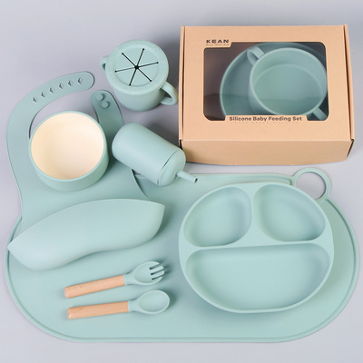 New Arrival Eco-friendly Non-toxic Strong Suction Bowl Spoon Set Feeding Bib Baby Silicone Bowl And Plate