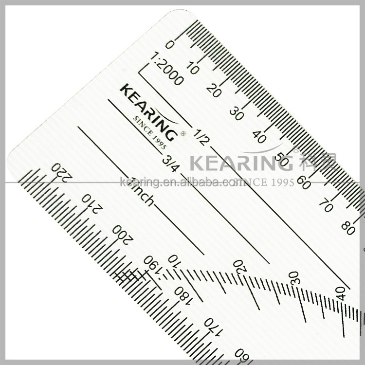 Flexible Sandwich Line Printing Small Measuring Scale Ruler with Protractor 1:2000/1:1500 #8508