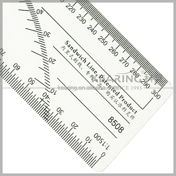 Flexible Sandwich Line Printing Small Measuring Scale Ruler with Protractor 1:2000/1:1500 #8508