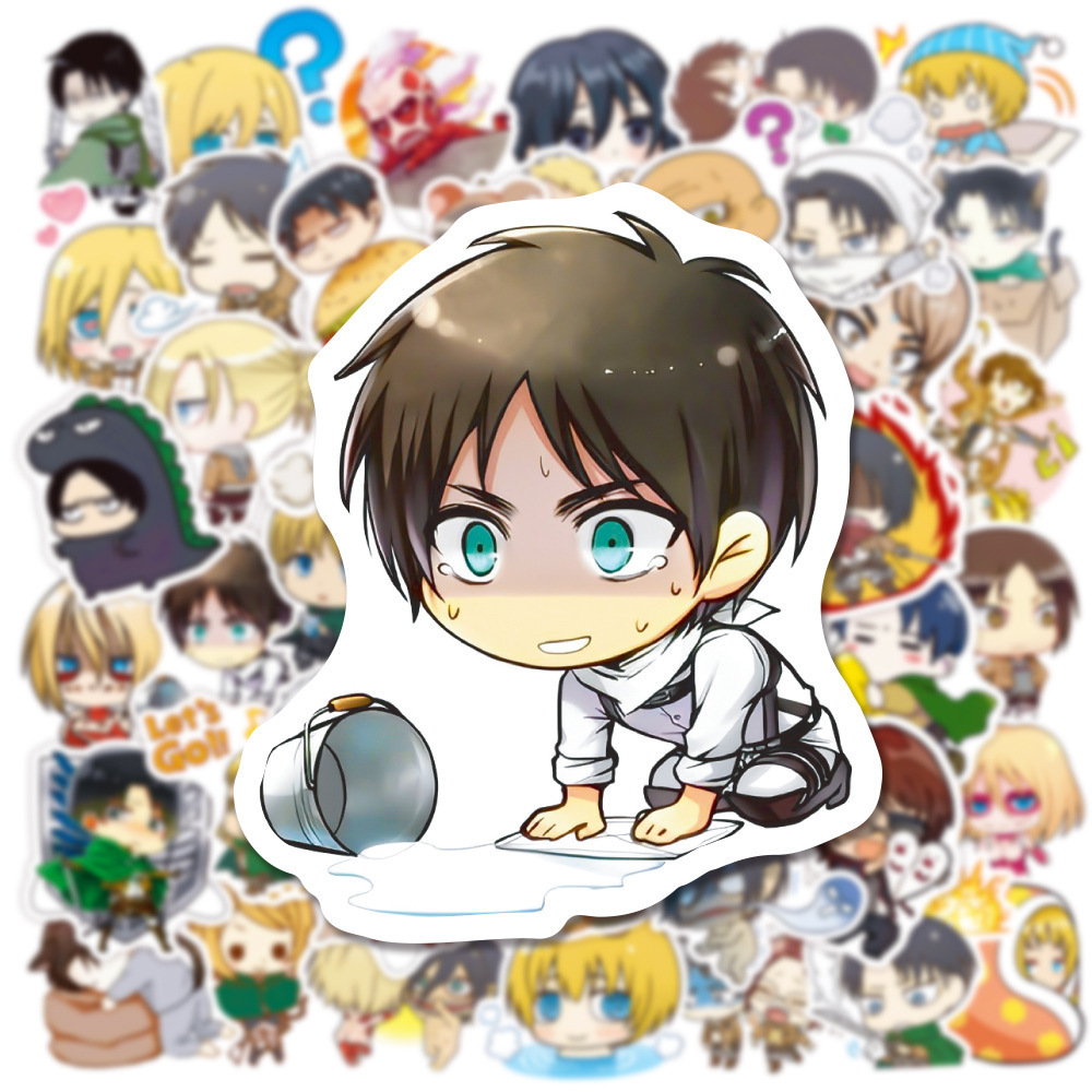 50pcs/bag New Design Cute Style Anime Attack on Titan Water Proof Removeable Stickers