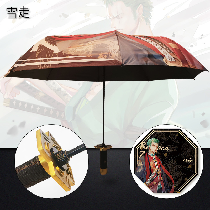 6 Design Anime Straw Hat Pirate Luffy Zoro Foldable Multifunctional Parasol Umbrella with UV protection