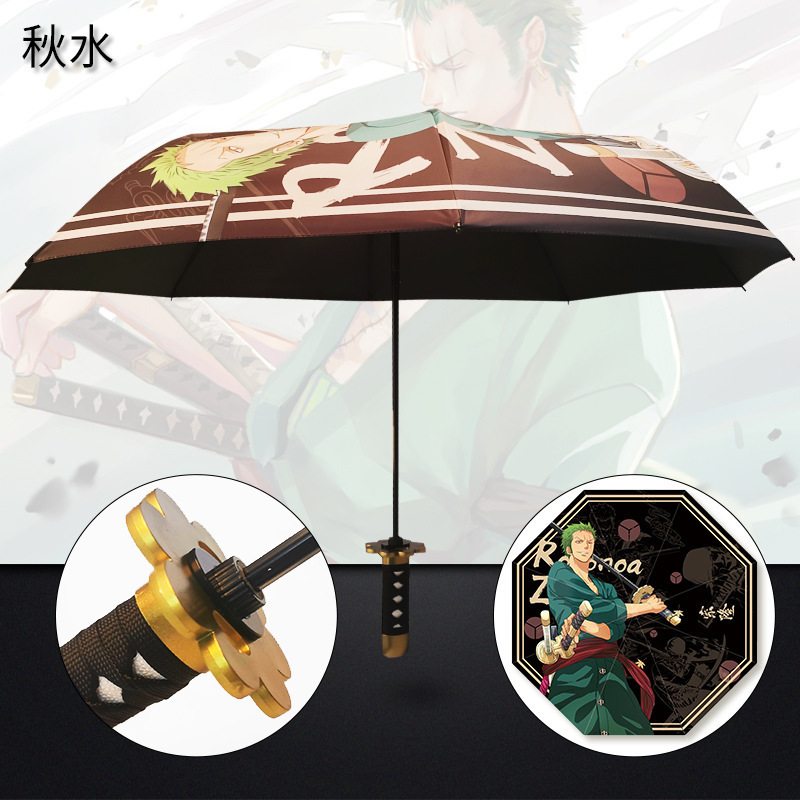 6 Design Anime Straw Hat Pirate Luffy Zoro Foldable Multifunctional Parasol Umbrella with UV protection