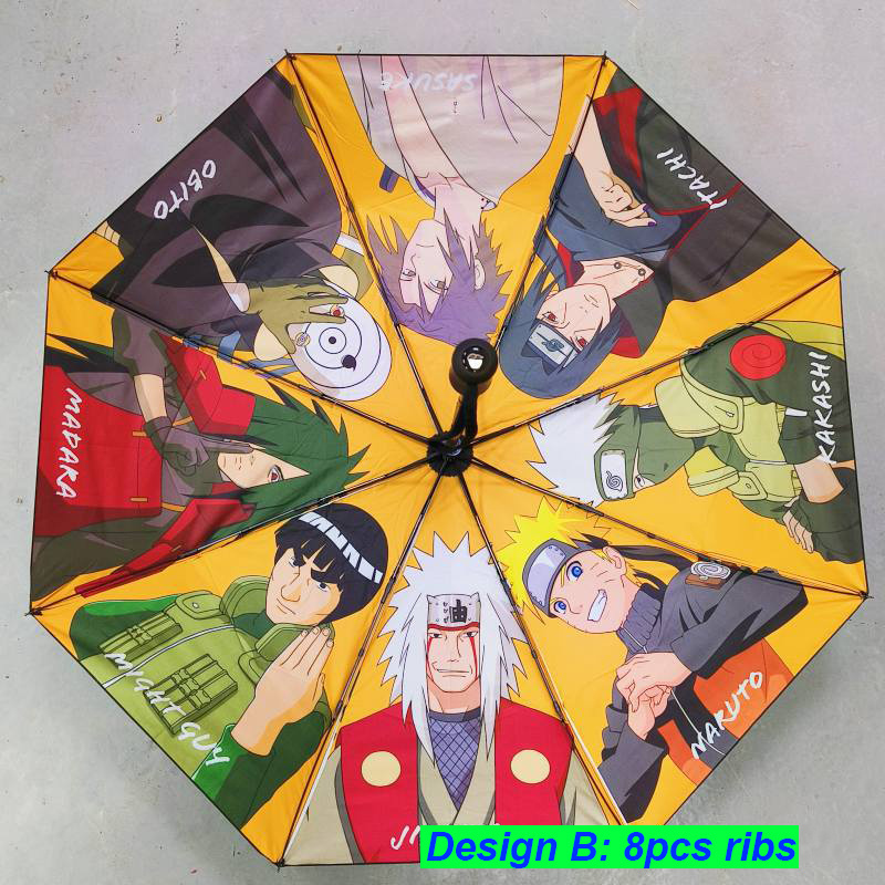 2 Color Anime Uzumaki Uchiha Sasuke Itachi Akatsuki Character Sunscreen Umbrella in Gift box