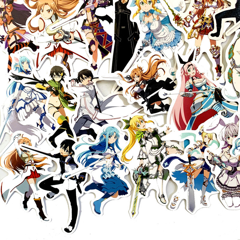 50pcs/bag Vinyl waterproof sticker for Suitcase trolley case notebook phone laptop for Anime Sword Art Online Fans