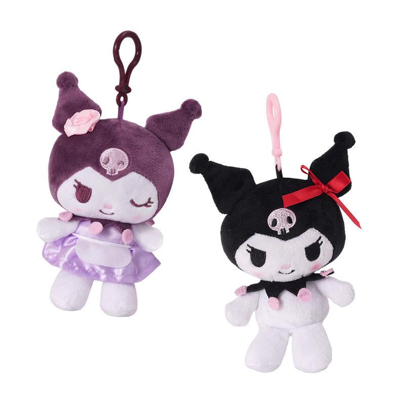 2 Color High Quality Cute Soothing style Kuromi Plush in Cross dressing style Keychain as Gift