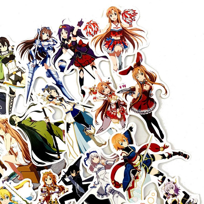 50pcs/bag Vinyl waterproof sticker for Suitcase trolley case notebook phone laptop for Anime Sword Art Online Fans