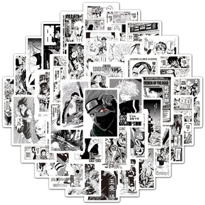 50pcs/bag Mix Anime Characters black and white poster manga style Waterproof Stickers