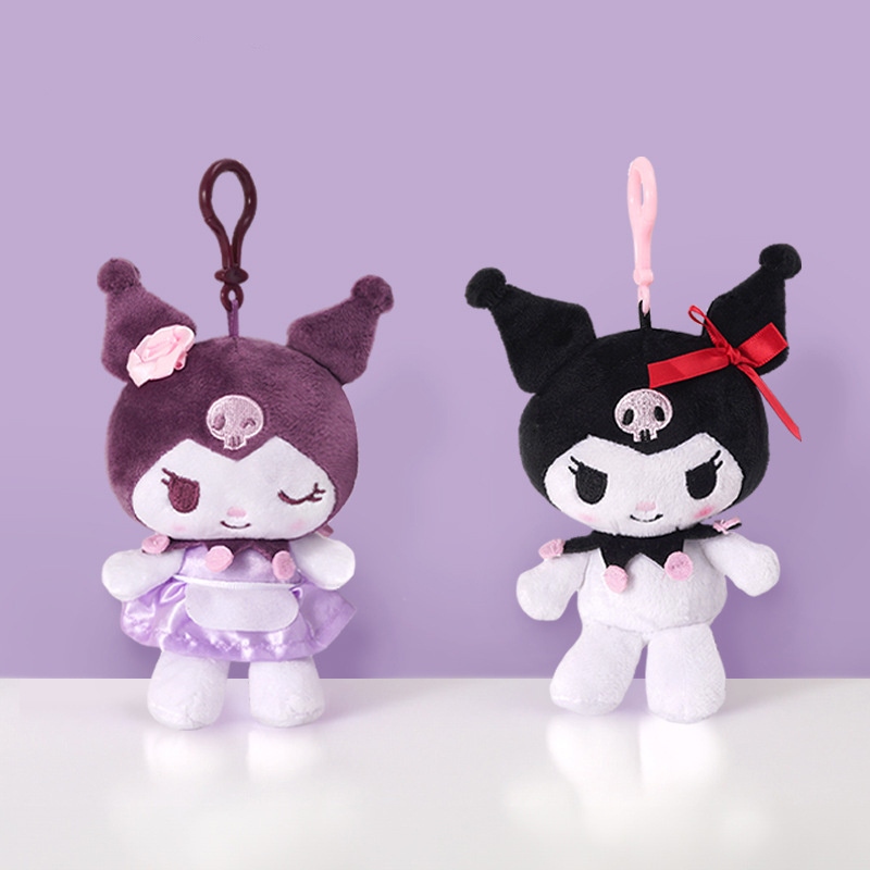 2 Color High Quality Cute Soothing style Kuromi Plush in Cross dressing style Keychain as Gift