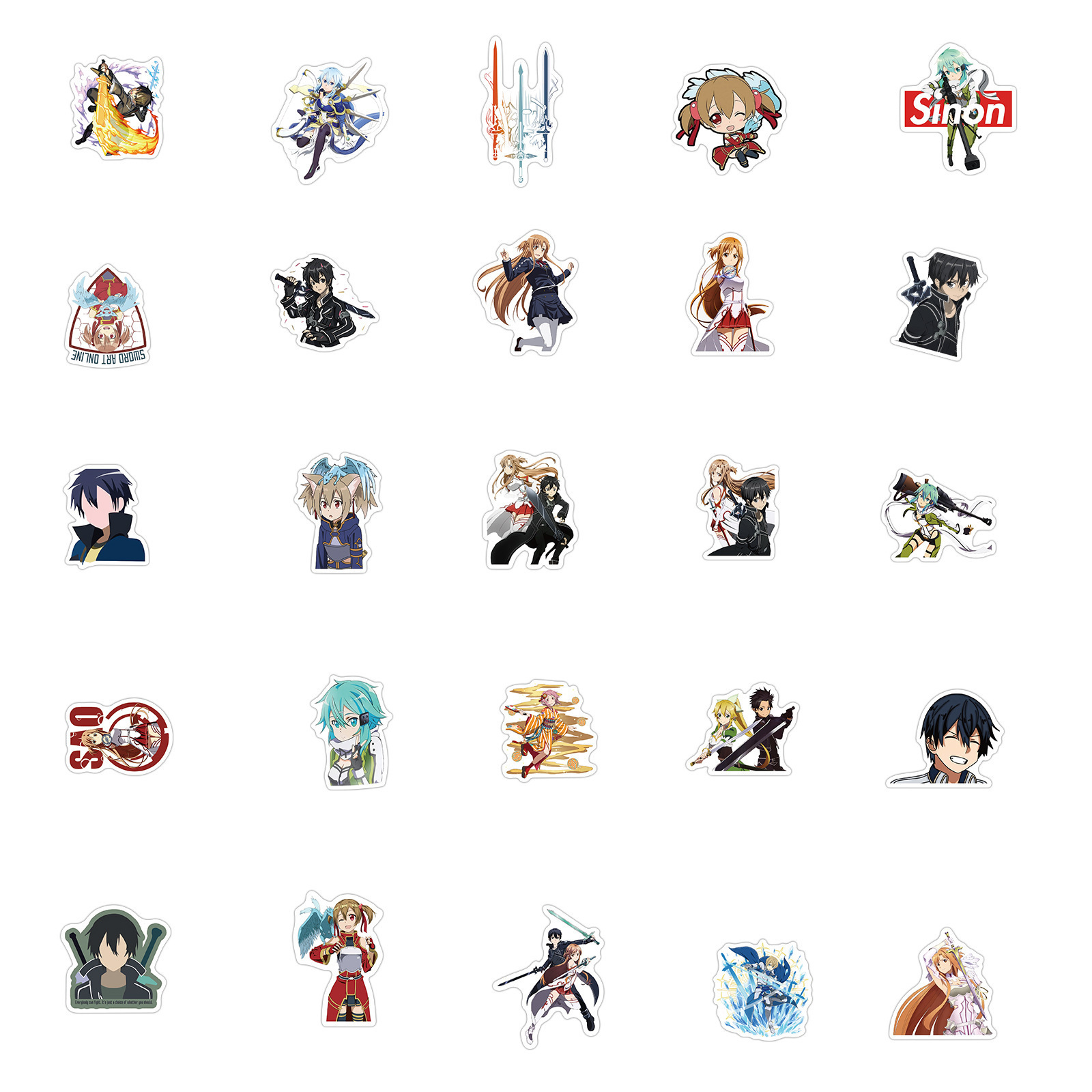 2 design 50pcs/bag Vinyl Anime Sword Art online SAO Stickers for Skateboard phone Luggage Laptop Bike Luggage decoration